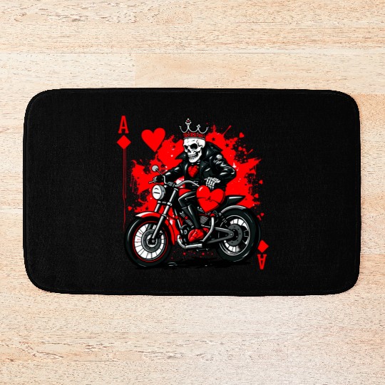 Red Ace Skull Rider Artwork Bath Mats