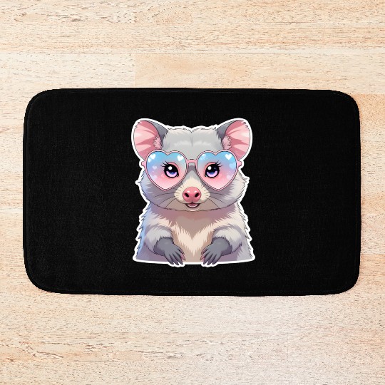 Opossum with glasses Bath Mats