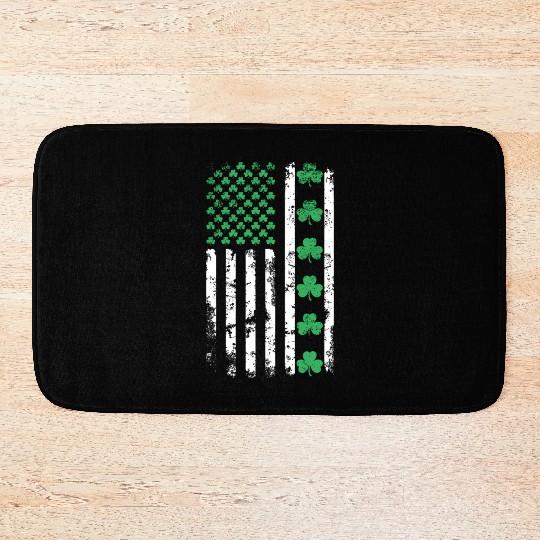 American Flag with Shamrocks for St Patrick's Day Bath Mats