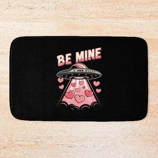 Be Mine UFO Alien Abduction Love Hearts Valentine Bath Mats