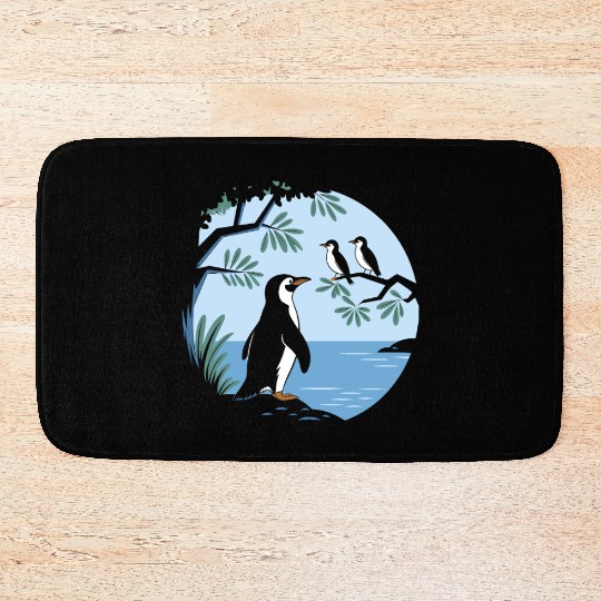 Birdwatching Penguins Nature Scene Bath Mats