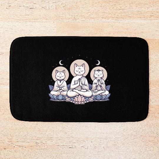 Yoga Cats Meditation Zen Balance Cat lover Gift Bath Mats