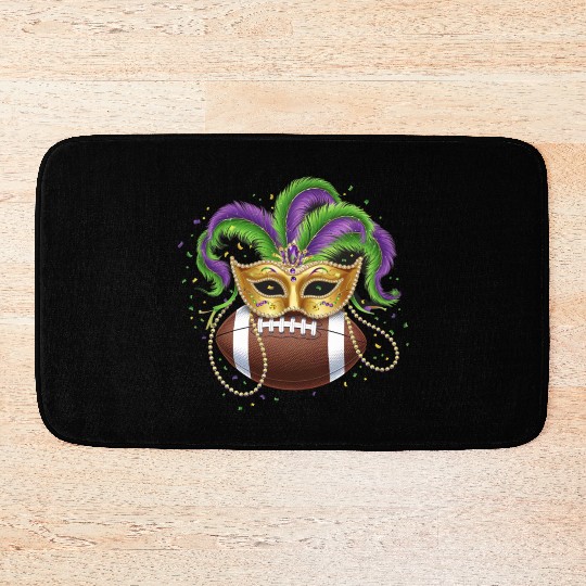 Funny Football Mardi Gras Mask Beads Mardi Gras Bath Mats