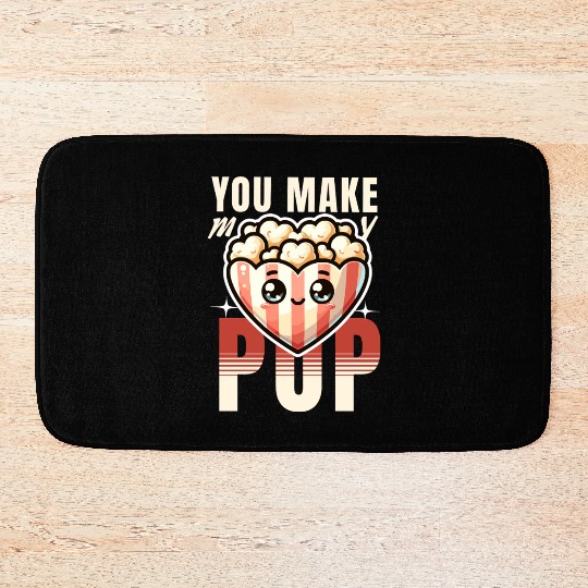 You Make My Heart Pop Cute Popcorn Valentine's Day Bath Mats