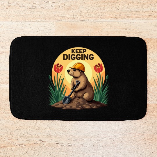 Industrious Groundhog Gardener Bath Mats