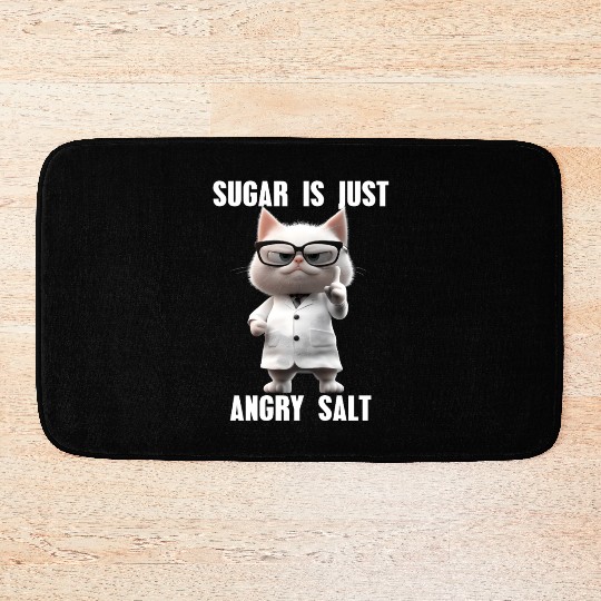 Sugar Is Just Angry Salt Cat Meme Science Bath Mats