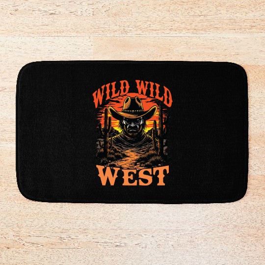 Wild Wild West Cowboy Sunset Bath Mats
