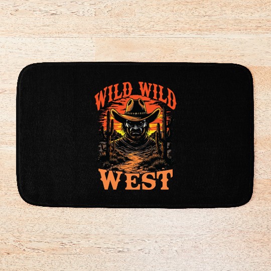 Wild Wild West Cowboy Sunset Bath Mats