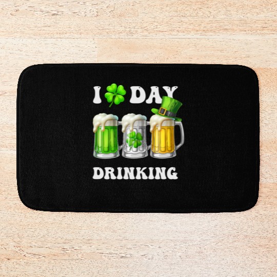 I Love Day Drinking Beer Shamrock St Patrick’s Day Bath Mats