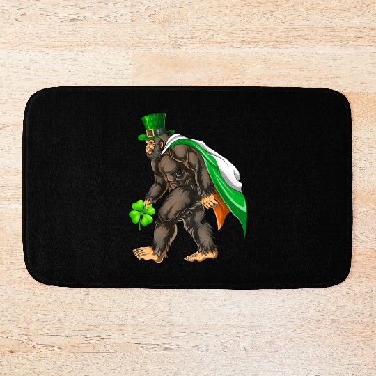 Vintage St Patricks Day Bigfoot Sasquatch Irish Bath Mats