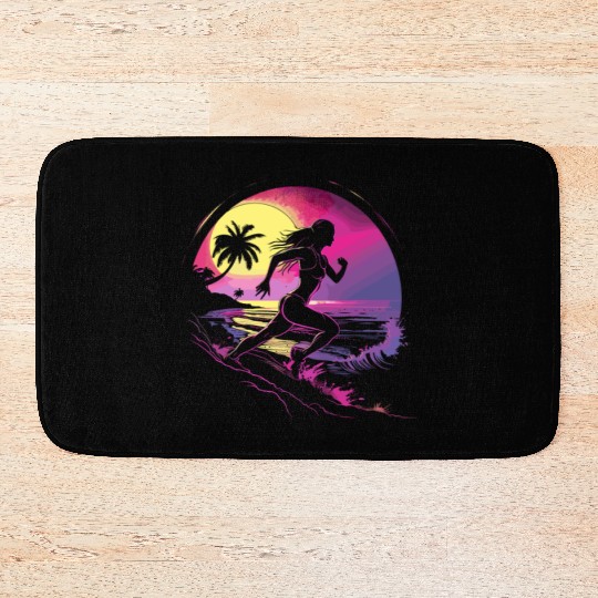 Female Runner Synthwave Bath Mats