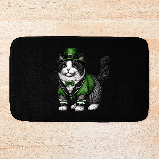 Lucky Cat in Green - St. Patrick’s Day Bath Mats