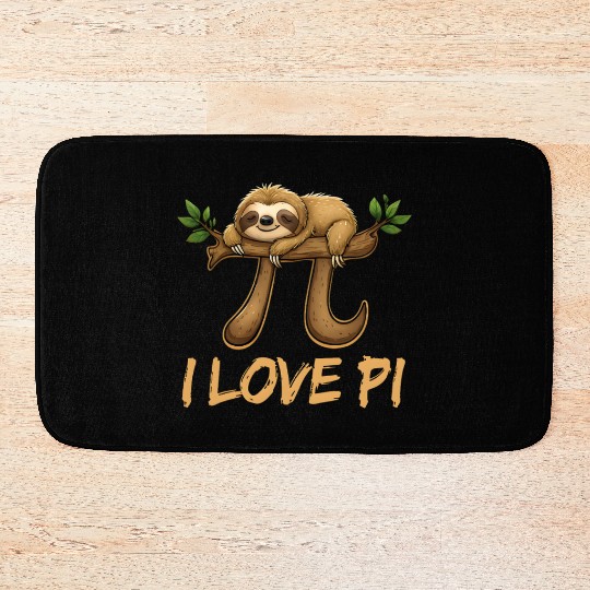 I Love Pi Cute Sloth Math Lover Pi Day Bath Mats