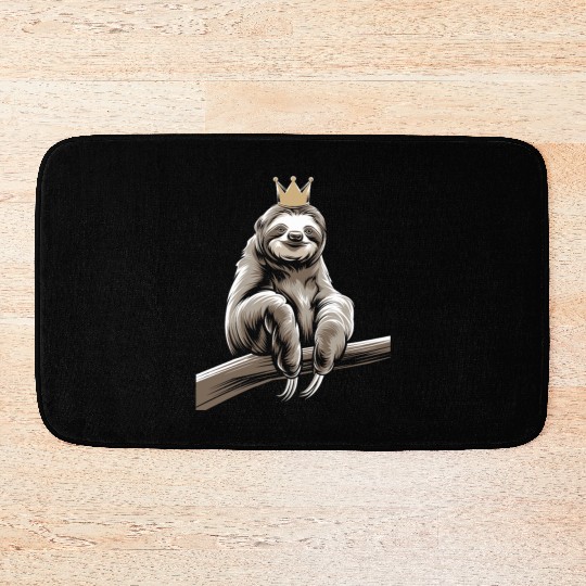 Royal Sloth King Relaxing on Branch Bath Mats