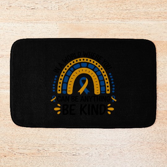 Be Kind Rainbow World Down Syndrome Awareness Day Bath Mats