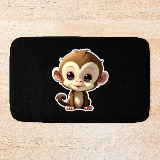 Monkey Chibi-Style Sticker Bath Mats
