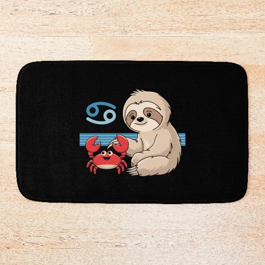 Cancer Zodiac Sloth with Adorable Crab Bath Mats