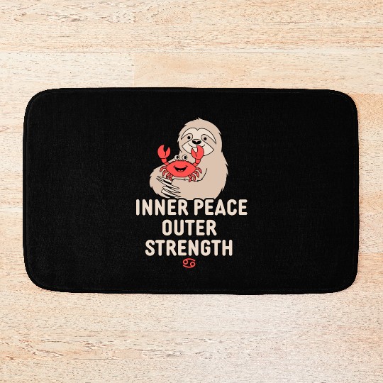 Cancer Zodiac Sloth Inner Peace Outer Strength Bath Mats