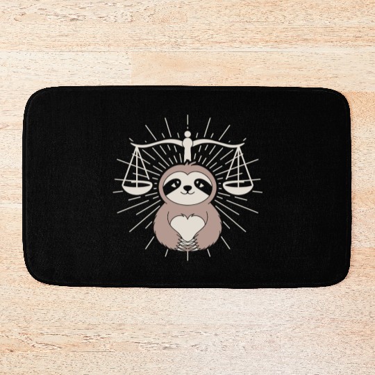 Charming Libra Zodiac Sloth Embrace Bath Mats