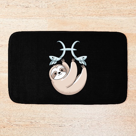 Pisces Zodiac Sloth Embracing Your Cosmic Calm Bath Mats