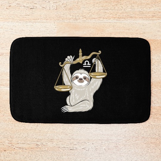 Charming Libra Zodiac Sloth Balancing Serenity Bath Mats