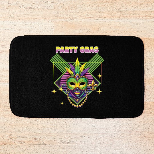 Mardi Gras Party Gras Mask Celebration Bath Mats