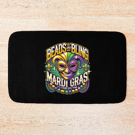 Beads And Bling Mardi Gras Mask Extravaganza Bath Mats
