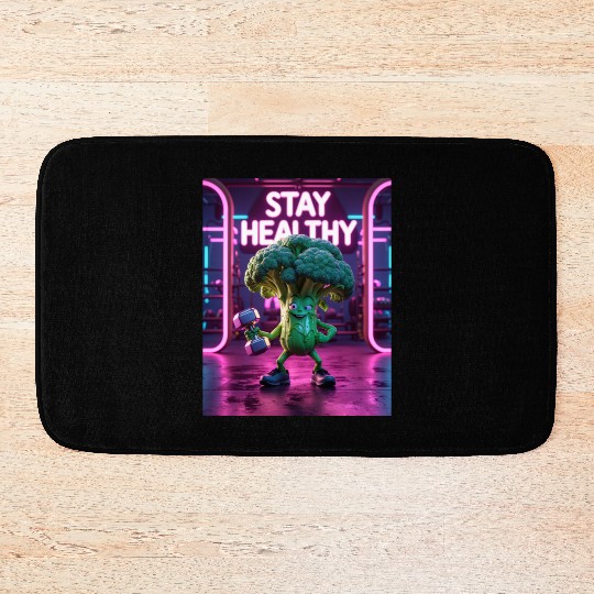 Broccoli Gym Workout STAY HEALTHY Bath Mats