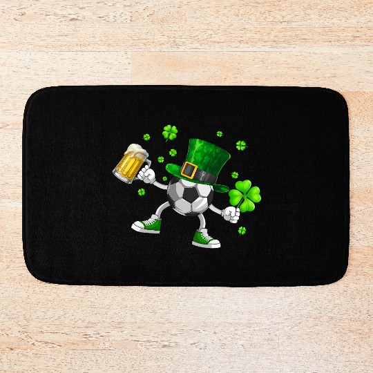 Soccer Drinking Beer St Patrick's Day Bath Mats