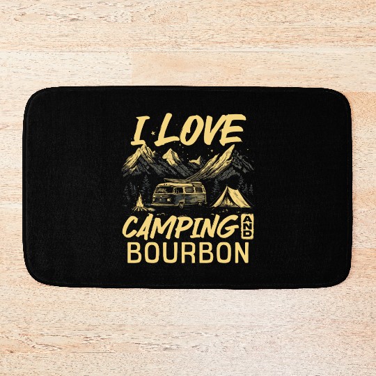 I Love Camping And Bourbon Bath Mats