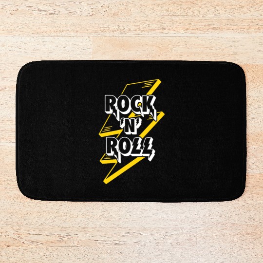 Rock'N'Roll Sign With Lightning Bolt Bath Mats