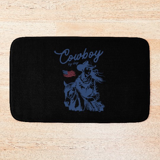 Cowboy by Day - Western Horse Rider Design Bath Mats