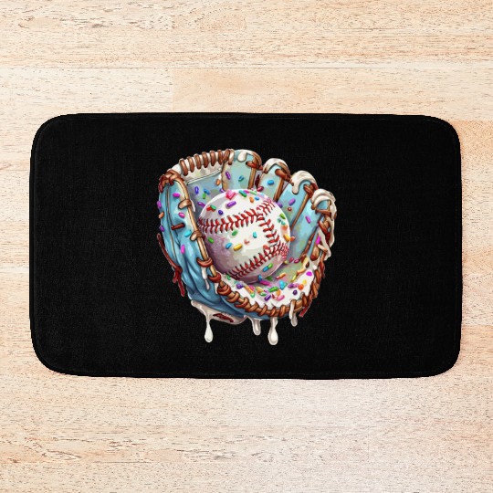 Baseball Drip Ice Cream Sprinkles Baseball Glove Bath Mats