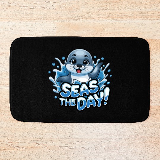 Seas The Day Seal Enthusiast Splash Vibes Bath Mats