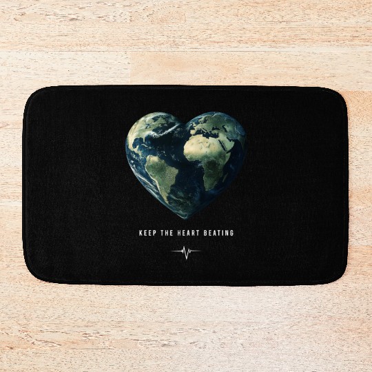 Keep the Heart Beating Earth Day Heart Environment Bath Mats