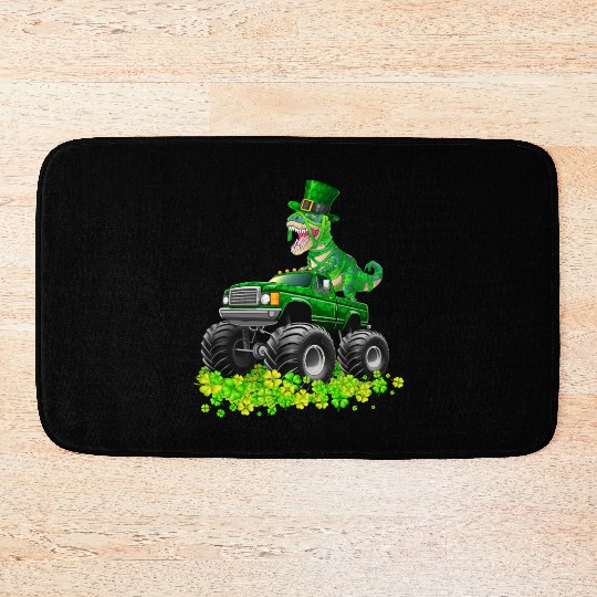 Monster Truck T-rex St Patricks Day Dinosaur Cute Bath Mats