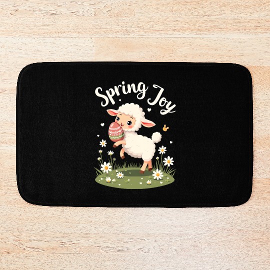 Playful Easter Lamb Bath Mats – Springtime Joy Desig