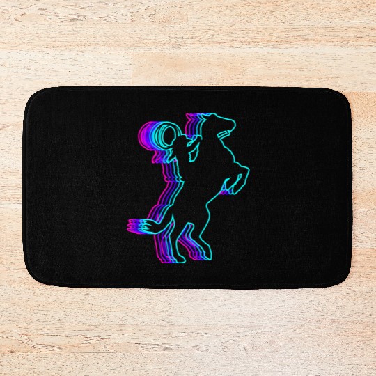 Retro Rodeo Barrel Racer Barrel Racing Vaporwave Bath Mats
