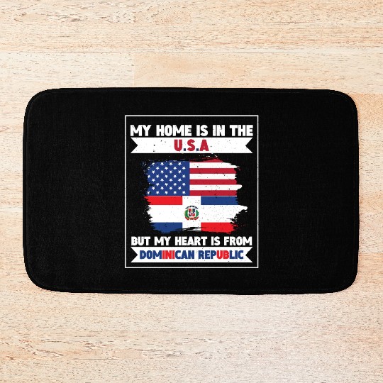 My Home The USA Heart From Dominican Republic US Bath Mats
