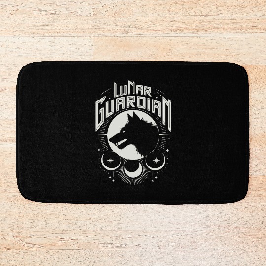 Lunar Guardian Celestial Wolf Moon Phases Bath Mats