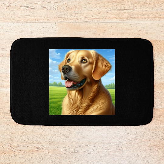 Realistic Golden Retriever Bath Mats