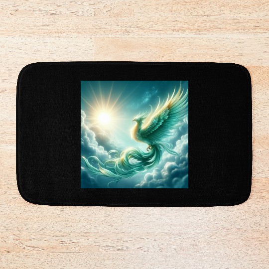 Green & Gold Rising Phoenix Bath Mats