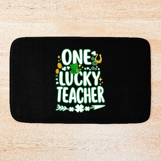 Shamrock One Lucky Teacher St Patrick s Day School Bath Mats