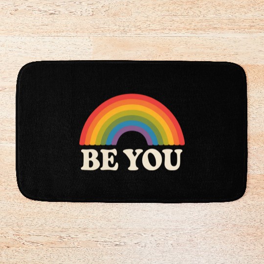 Be You Gay Lesbian Pride LGBTQ Ally Rainbow Retro Bath Mats