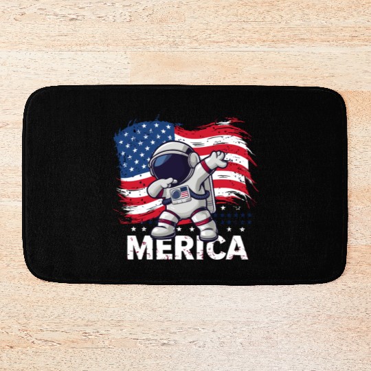 Merica Astronaut Adventure Dab with American Flag Bath Mats