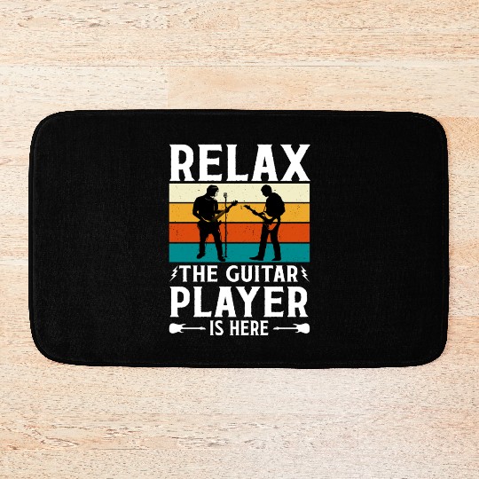 Relax The Guitar Player Is Here - Retro Design Bath Mats