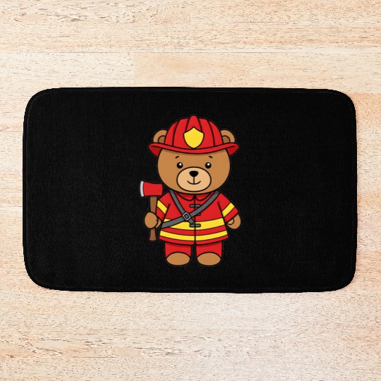 Teddy bear firefighter Bath Mats