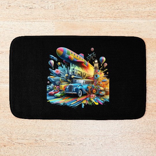 Multi-Colored Vehicles Bath Mats