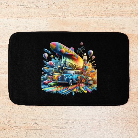 Multi-Colored Vehicles Bath Mats