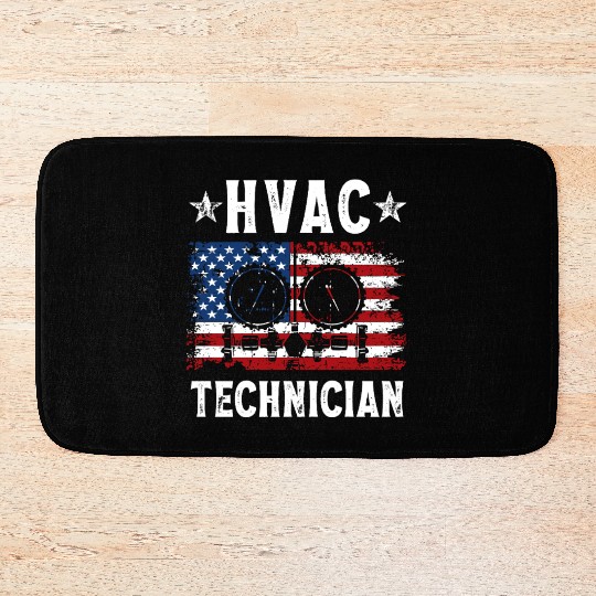 HVAC Technician Patriotic US American Flag Bath Mats